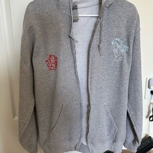 Embroidered angel/devil zip up